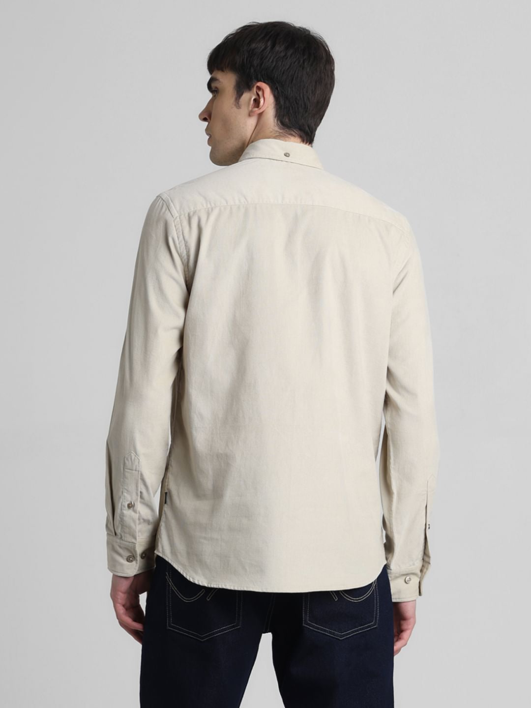 Beige Corduroy Full Sleeves Shirt