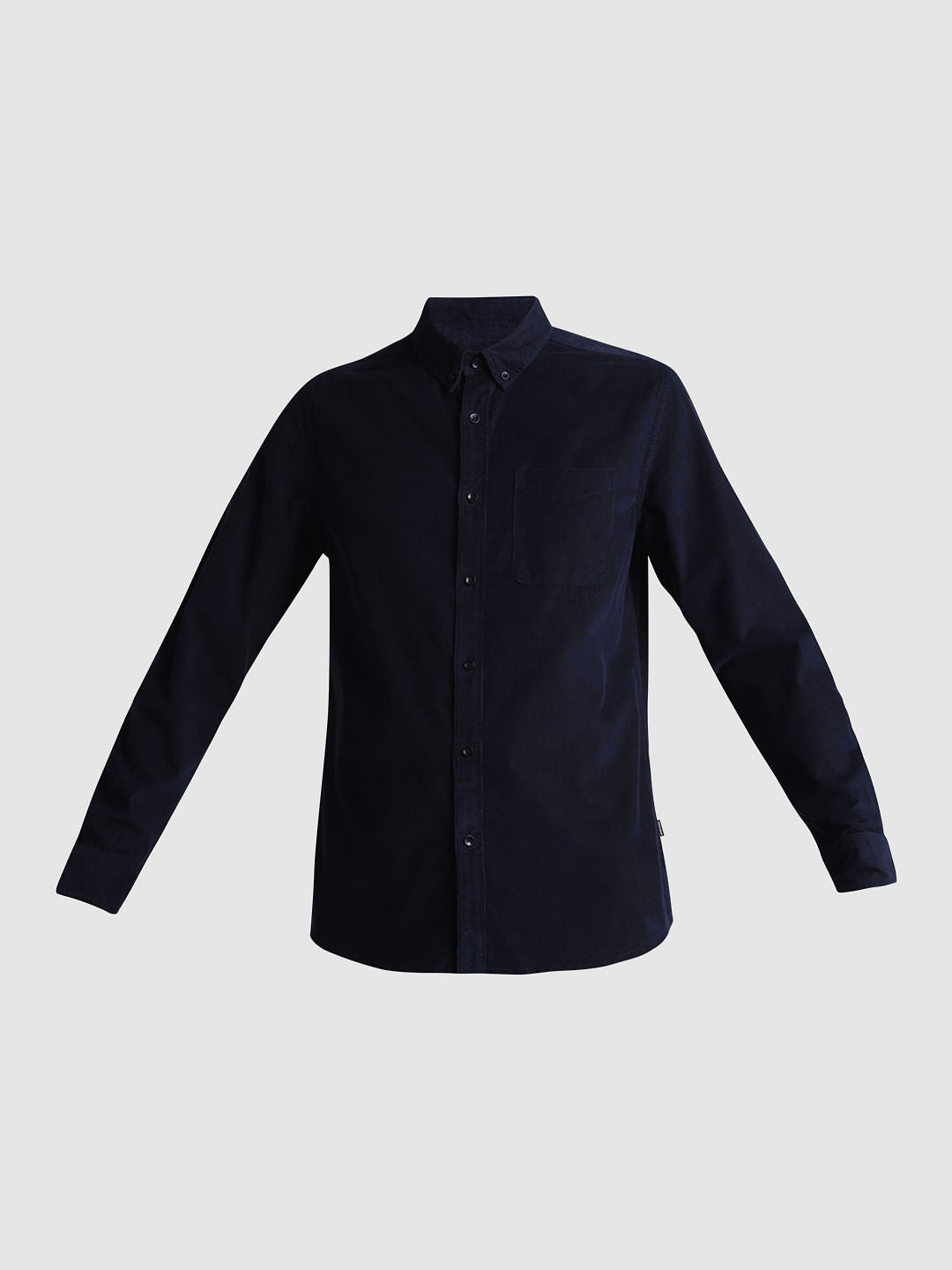 Navy Blue Corduroy Full Sleeves Shirt