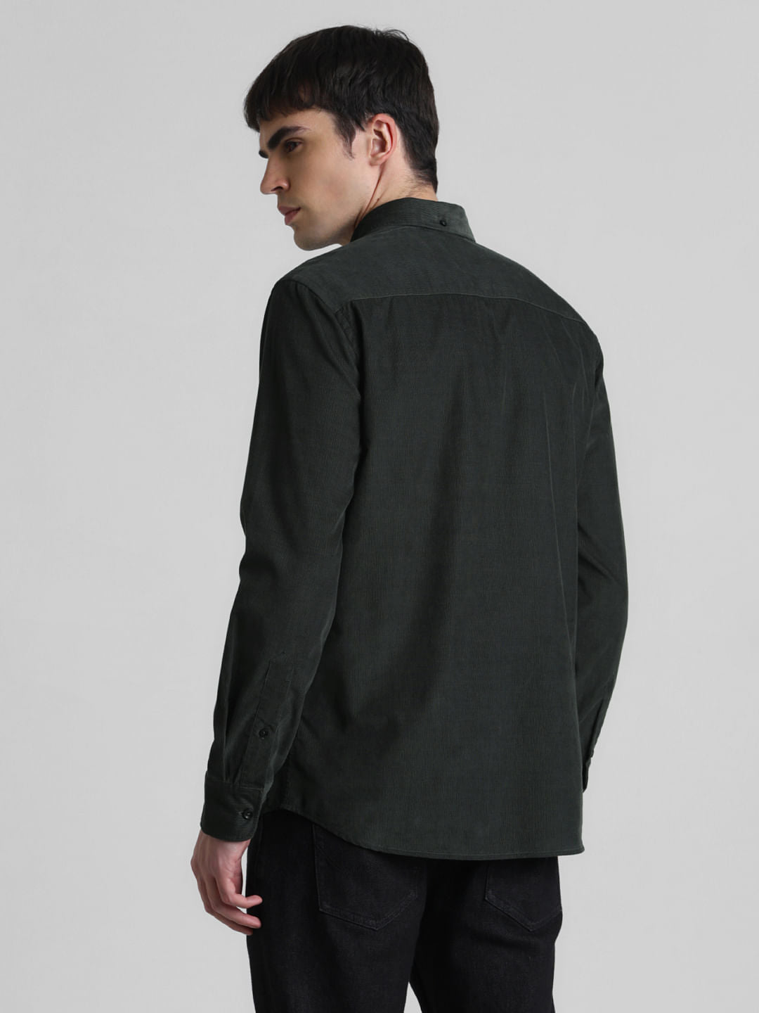 Dark Green Corduroy Full Sleeves Shirt