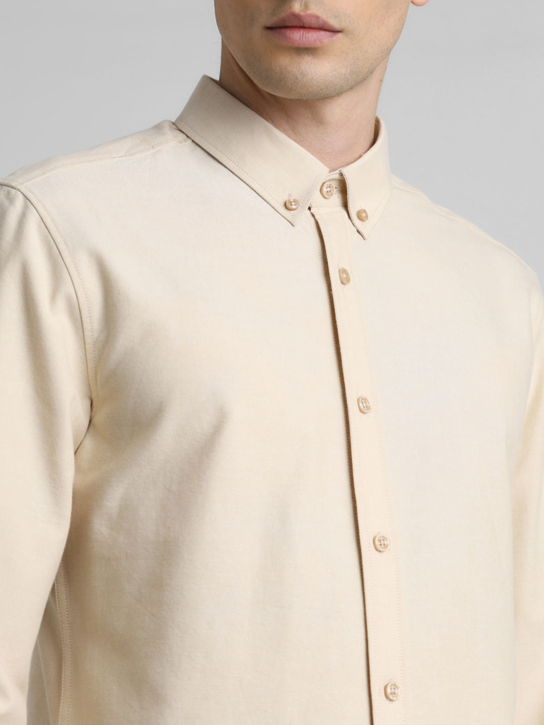 Light Brown Oxford Full Sleeves Shirt