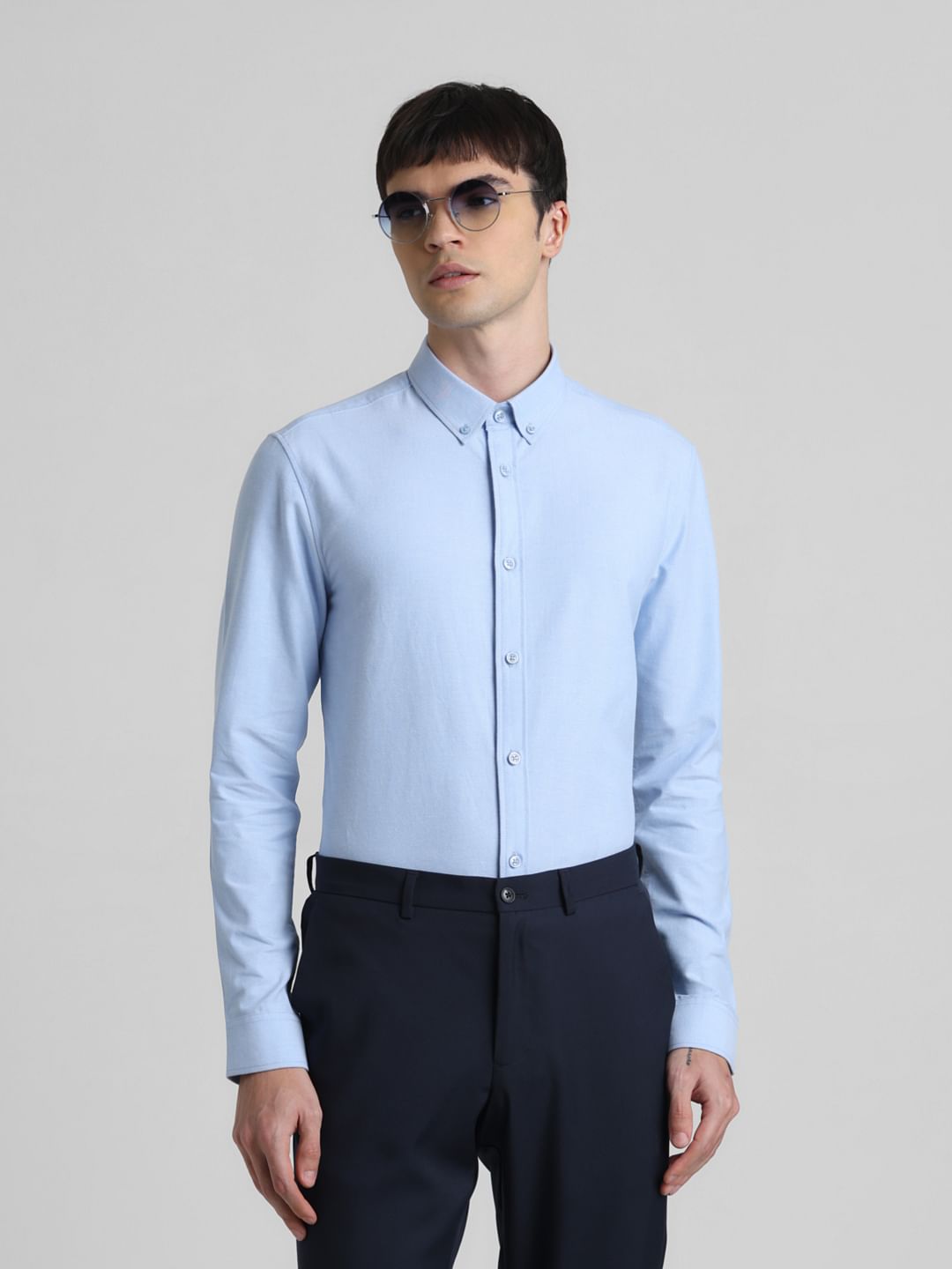 Blue Oxford Full Sleeves Shirt - S
