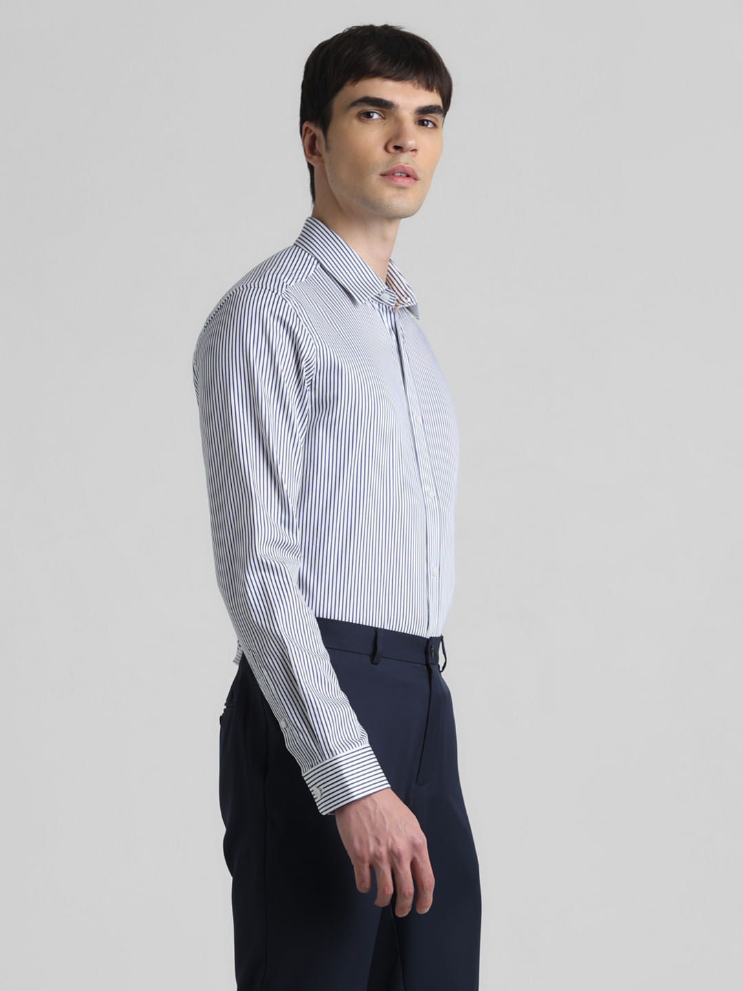 Blue Pinstriped Full Sleeves Shirt