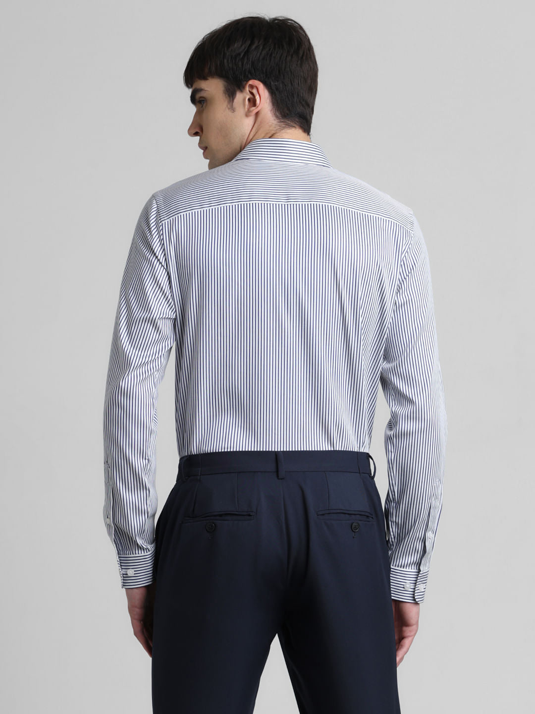 Blue Pinstriped Full Sleeves Shirt