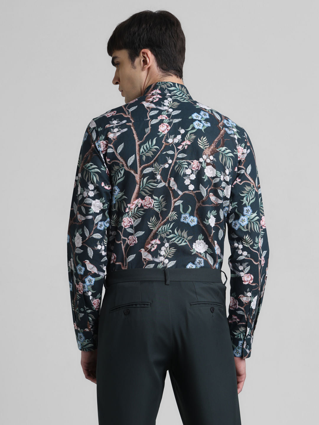 Green Floral Full Sleeves Shirt