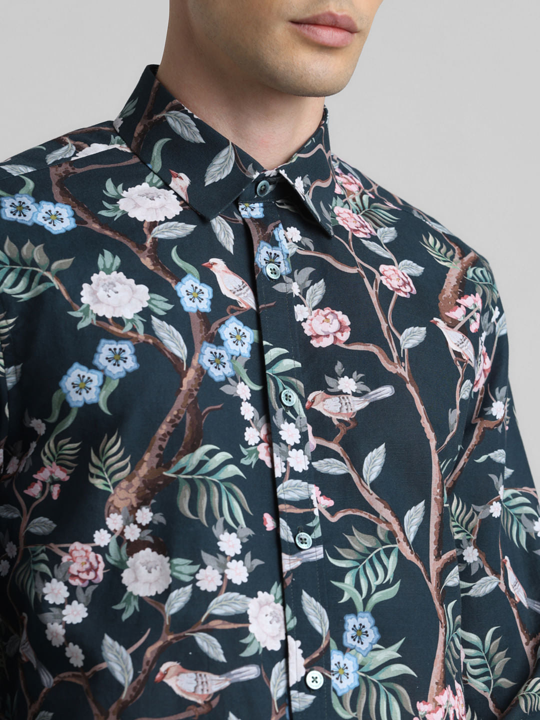 Green Floral Full Sleeves Shirt