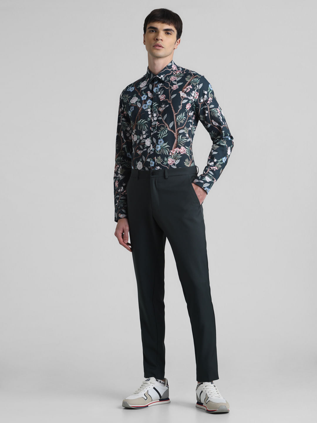 Green Floral Full Sleeves Shirt