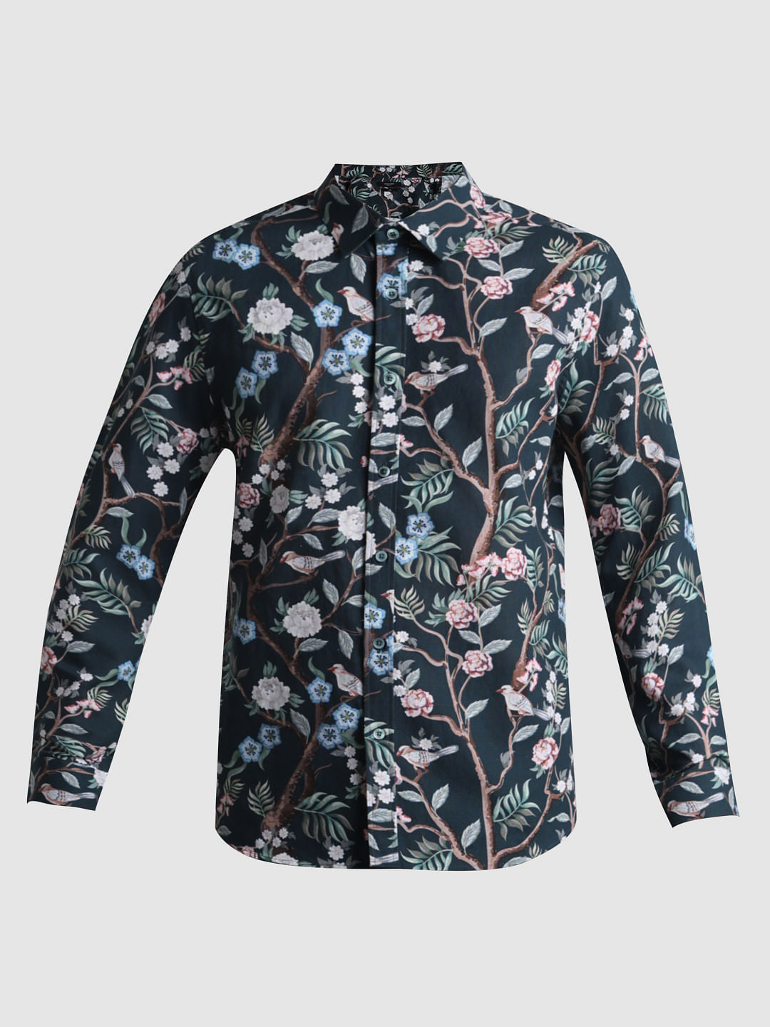 Green Floral Full Sleeves Shirt