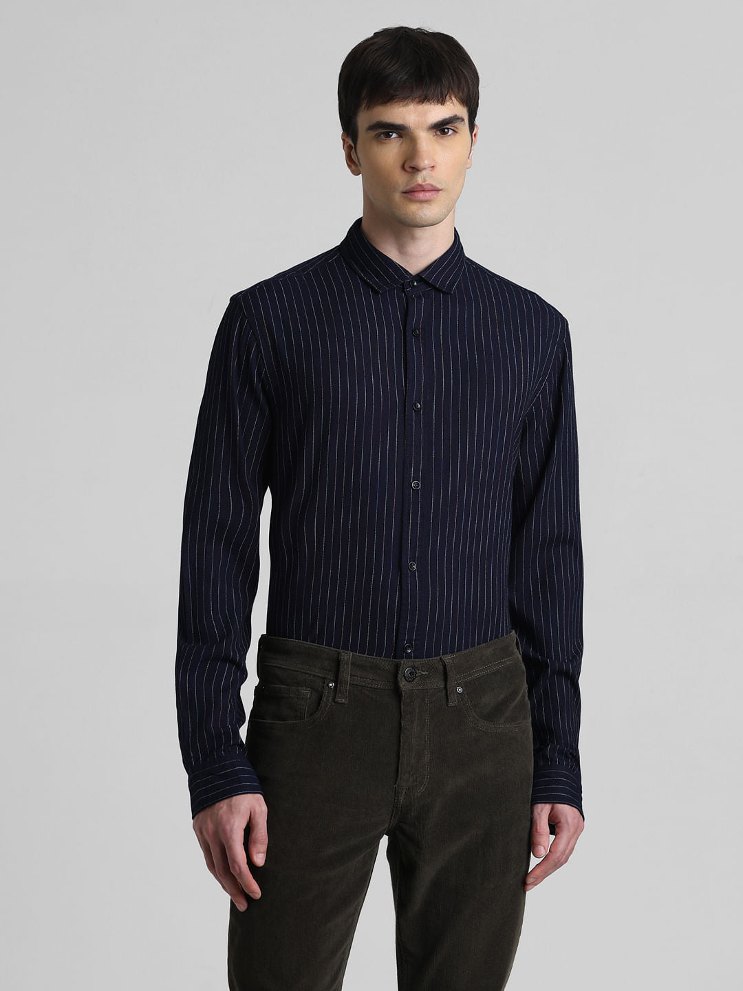 Blue Striped Full Sleeves Shirt