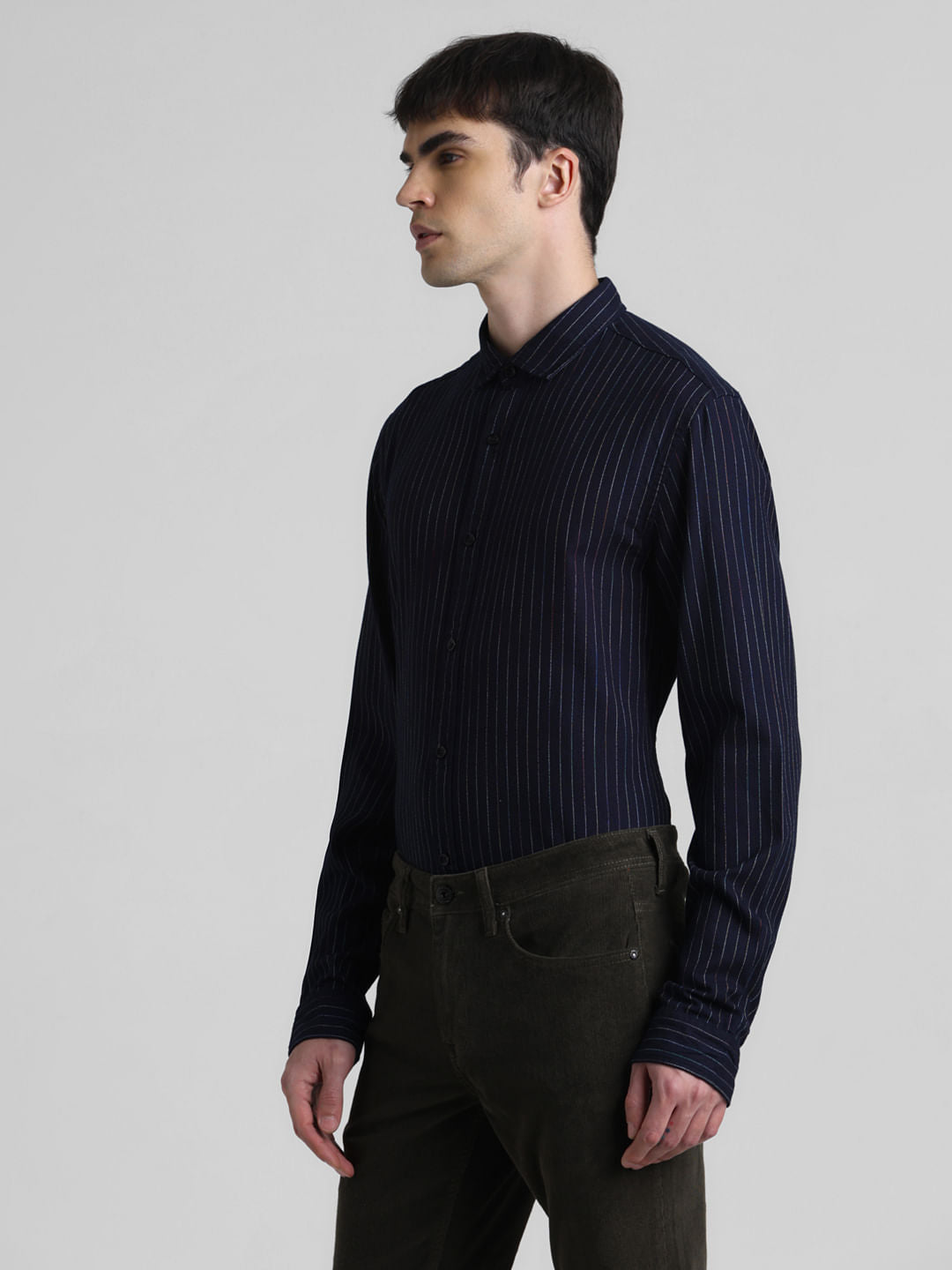 Blue Striped Full Sleeves Shirt