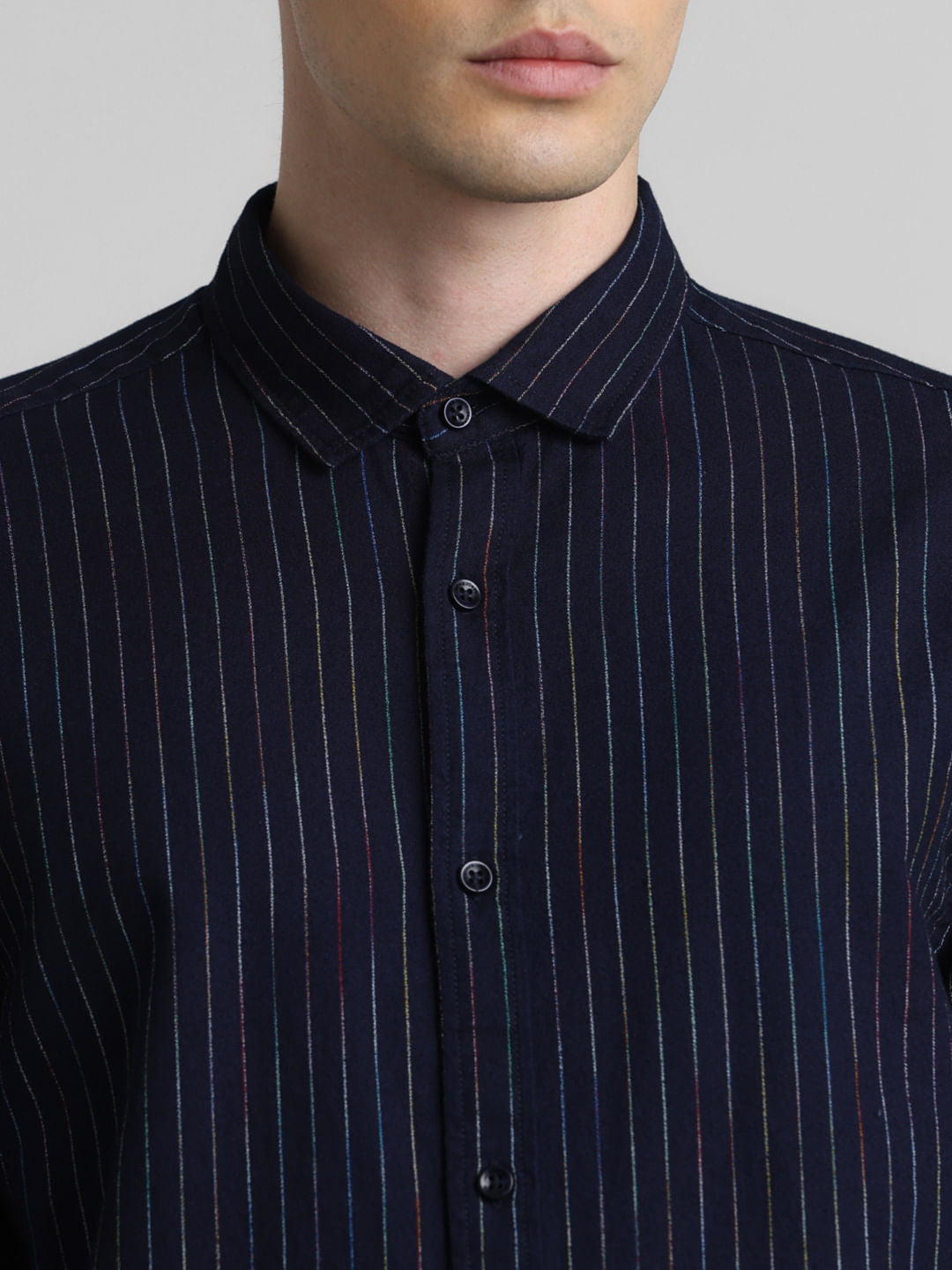 Blue Striped Full Sleeves Shirt