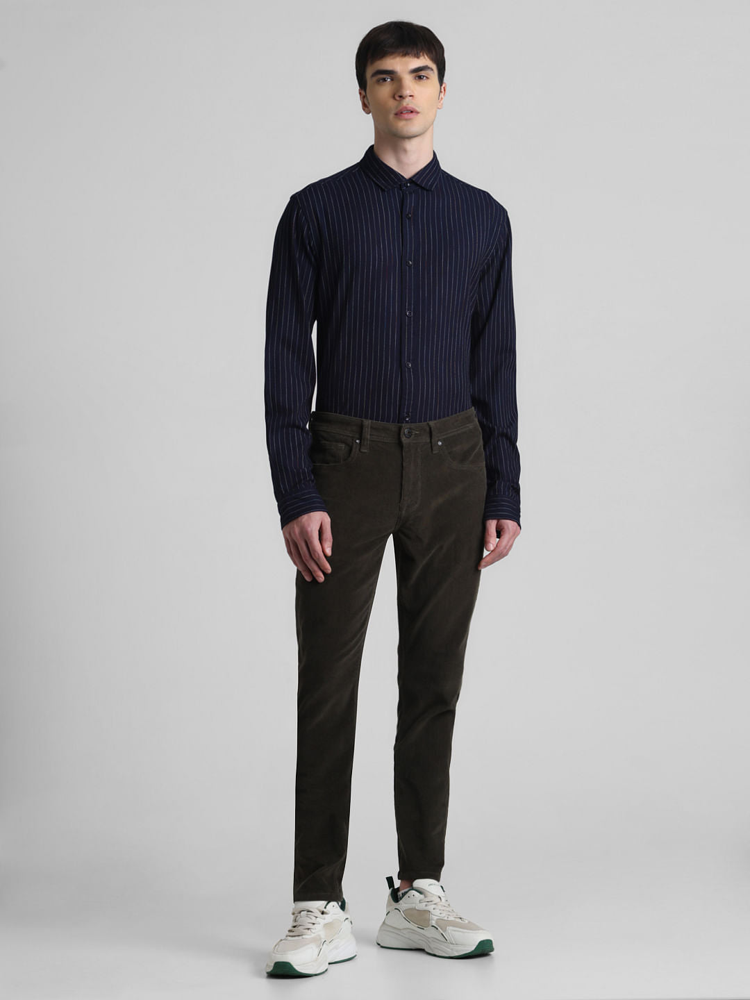 Blue Striped Full Sleeves Shirt