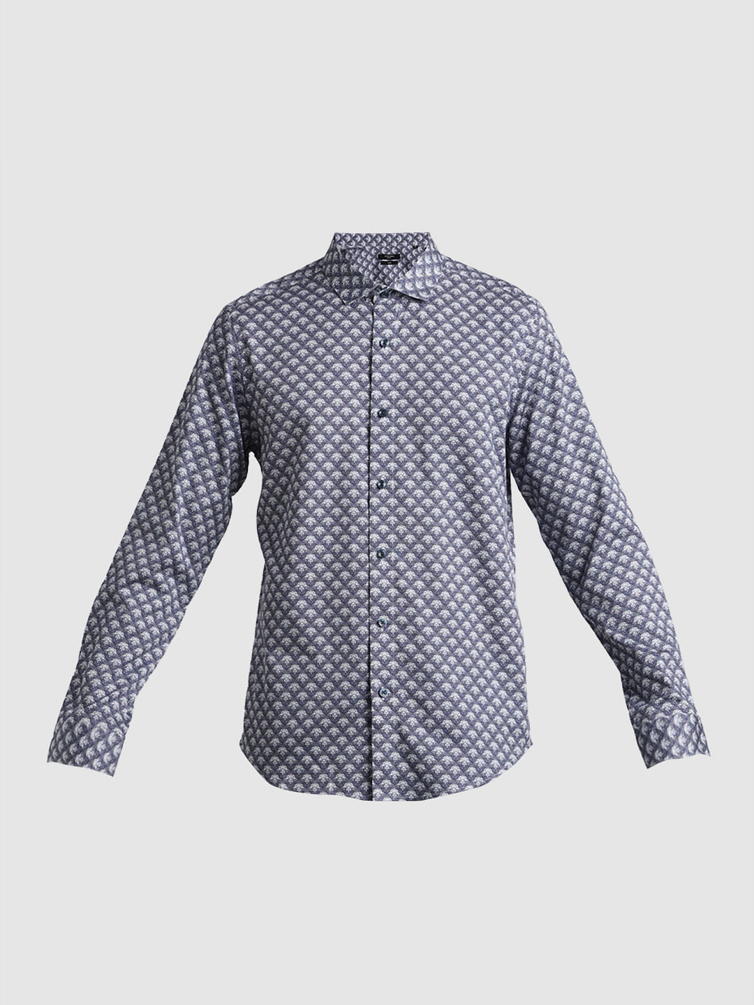 Blue Printed Full Sleeves Shirt