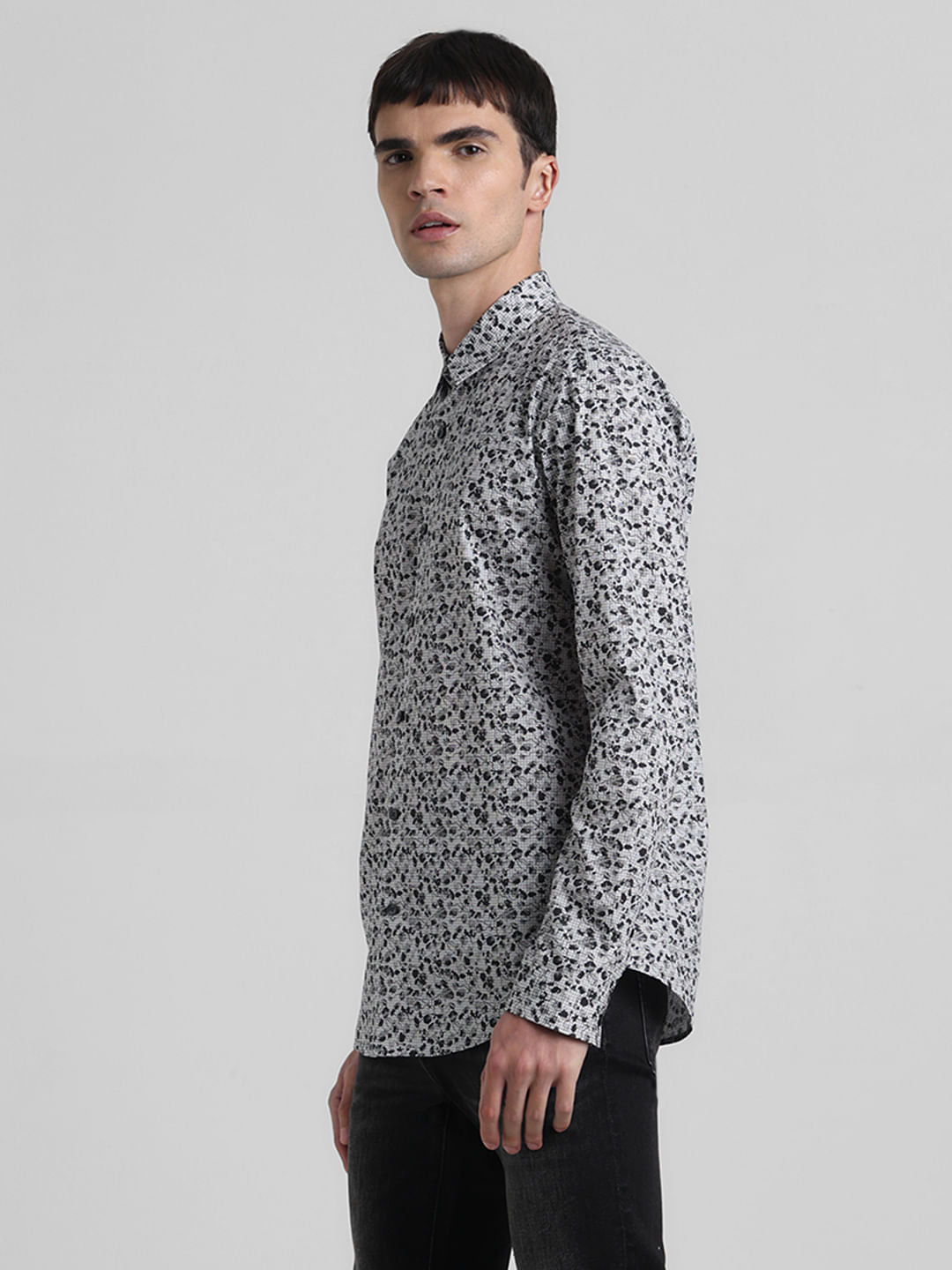 Black Floral Full Sleeves Shirt