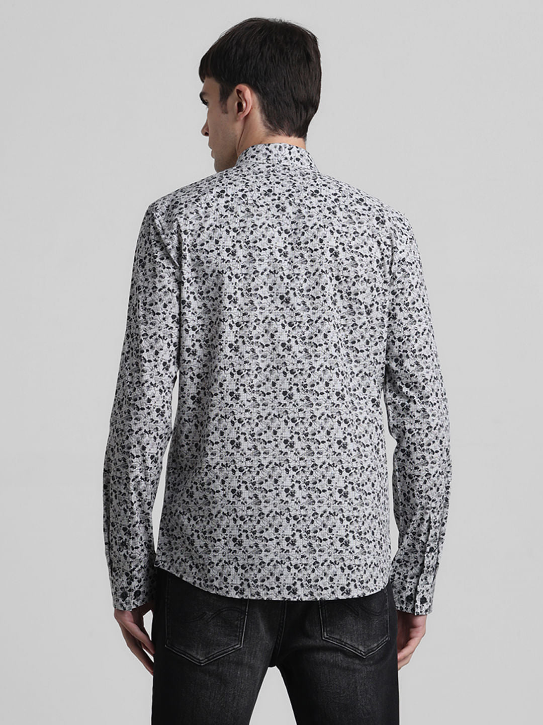 Black Floral Full Sleeves Shirt