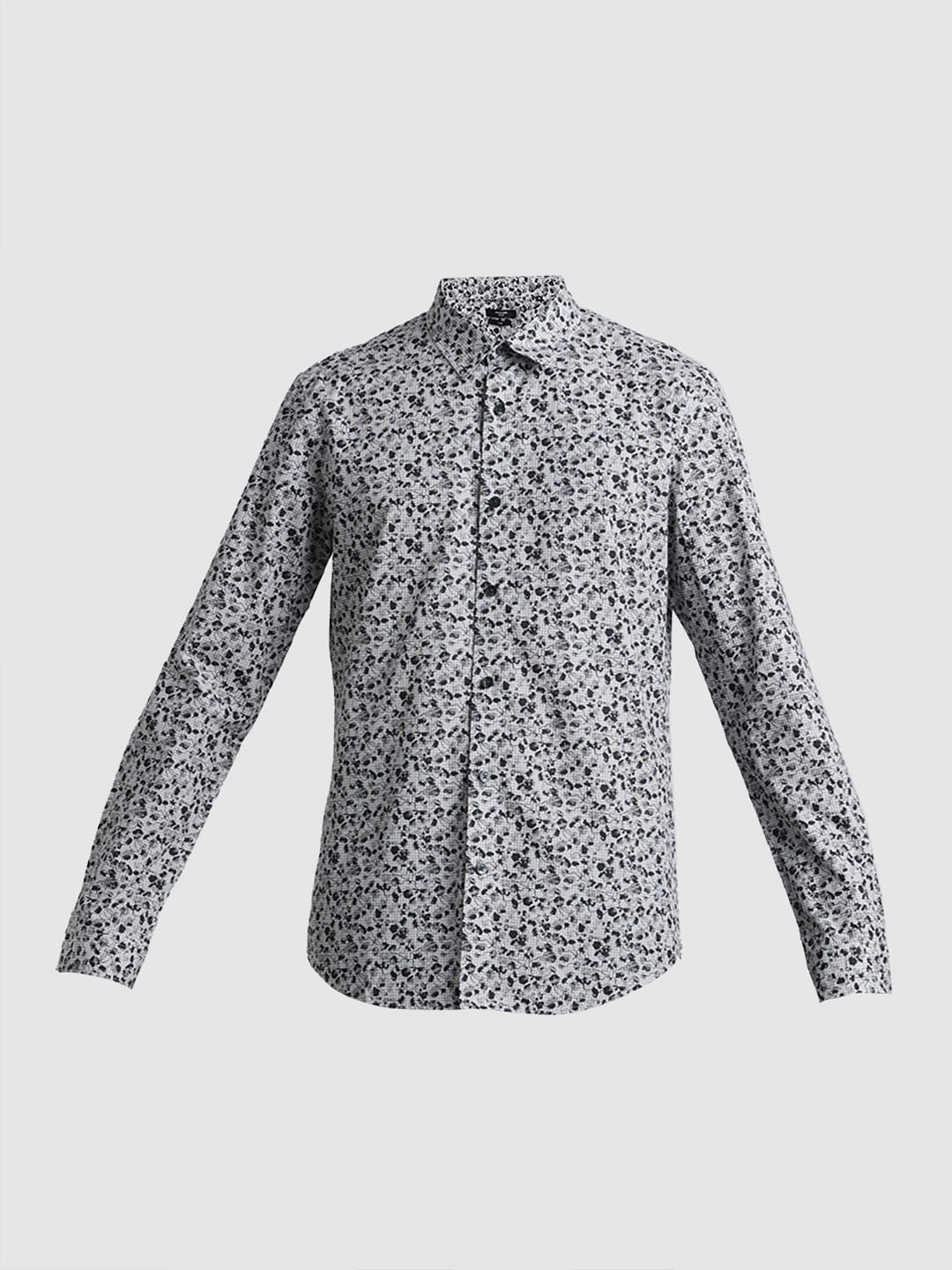 Black Floral Full Sleeves Shirt