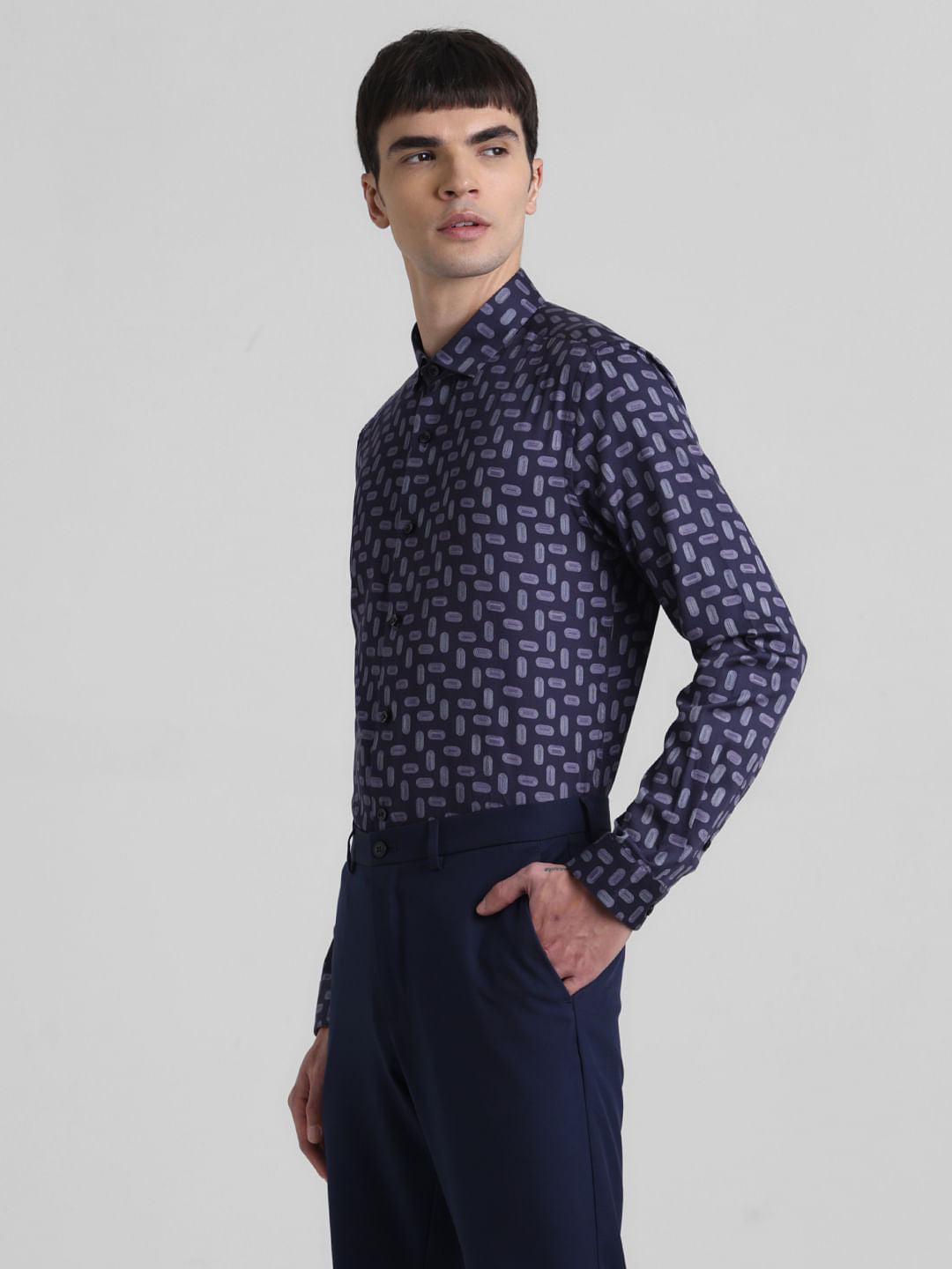 Dark Navy Abstract Print Shirt