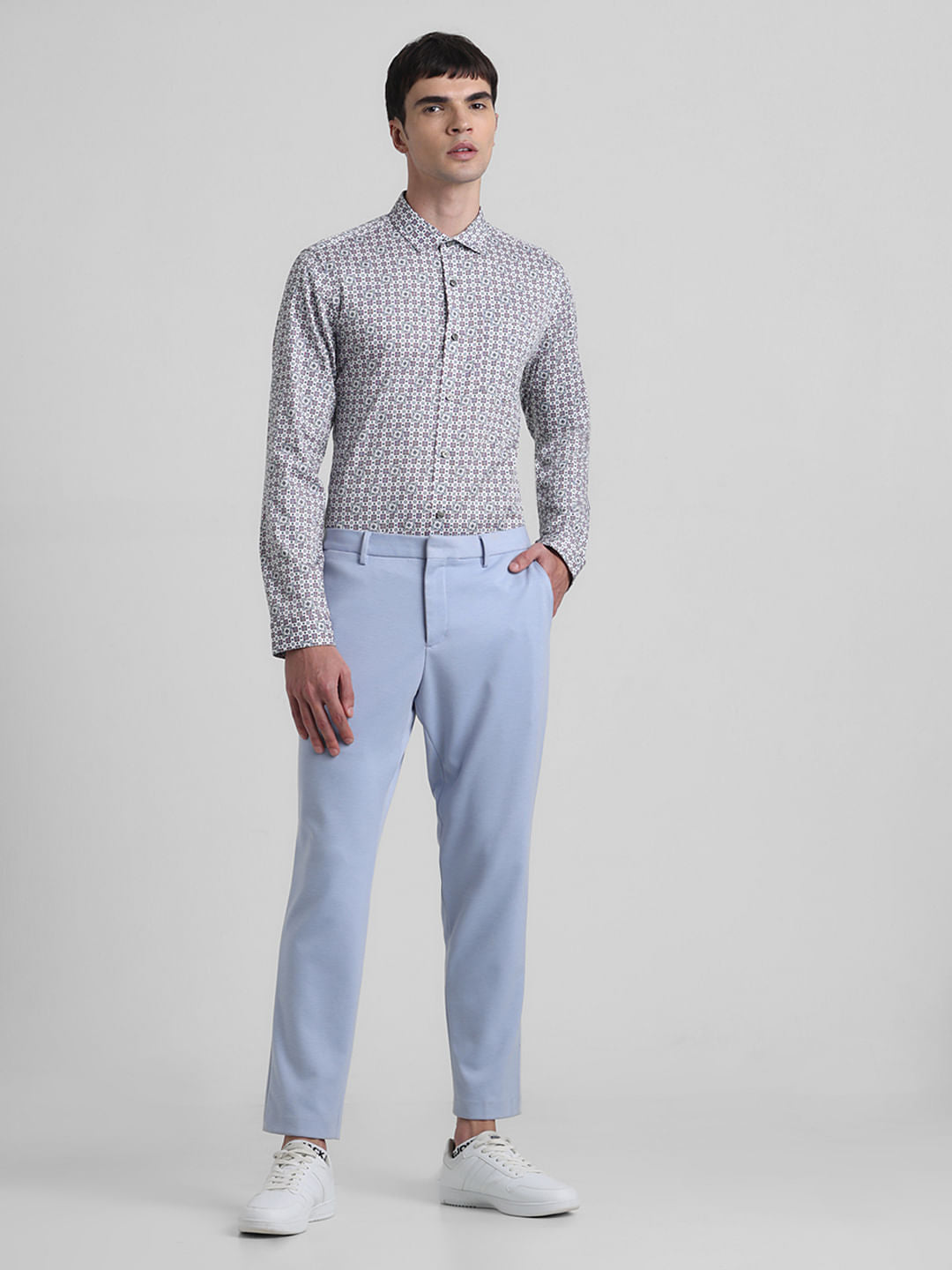 White Printed Full Sleeves Shirt