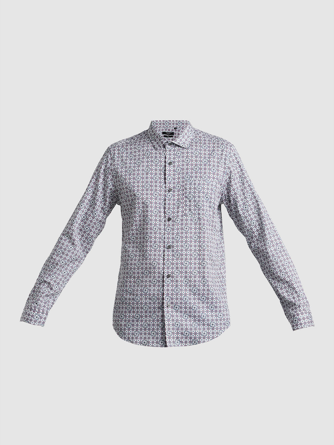 White Printed Full Sleeves Shirt