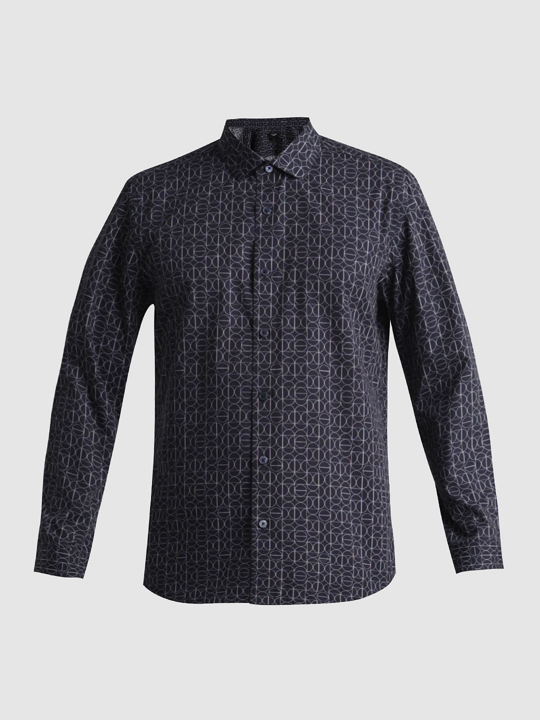 Navy Blue Abstract Print Shirt