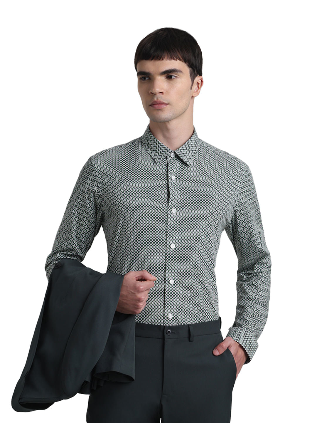 Green Abstract Print Shirt - S