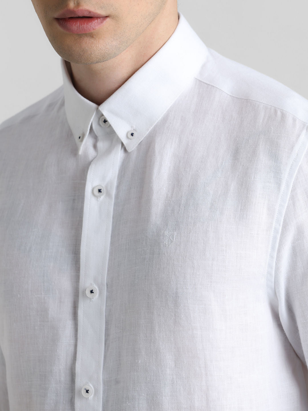 White Linen Full Sleeves Shirt
