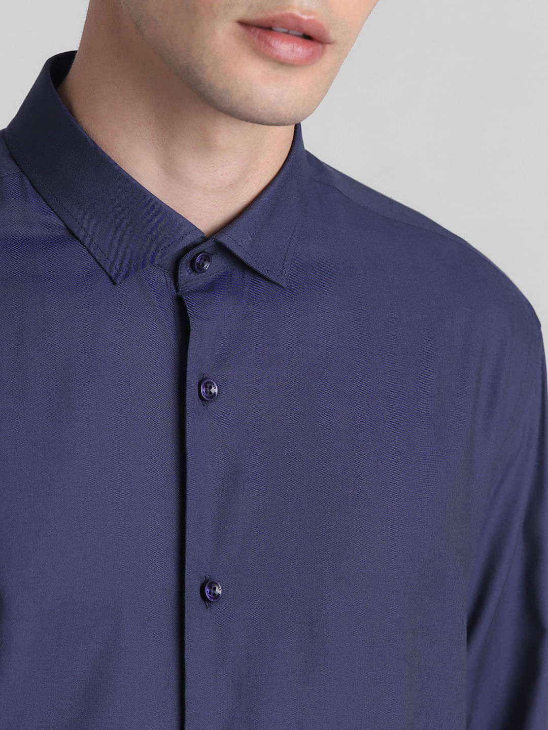 Dark Blue Cotton Full Sleeves Shirt