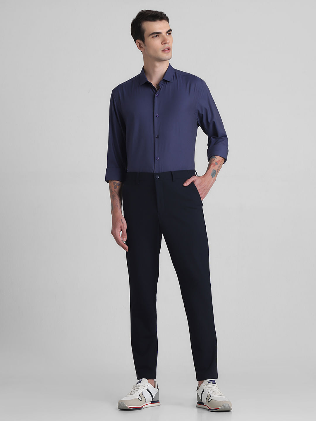 Dark Blue Cotton Full Sleeves Shirt