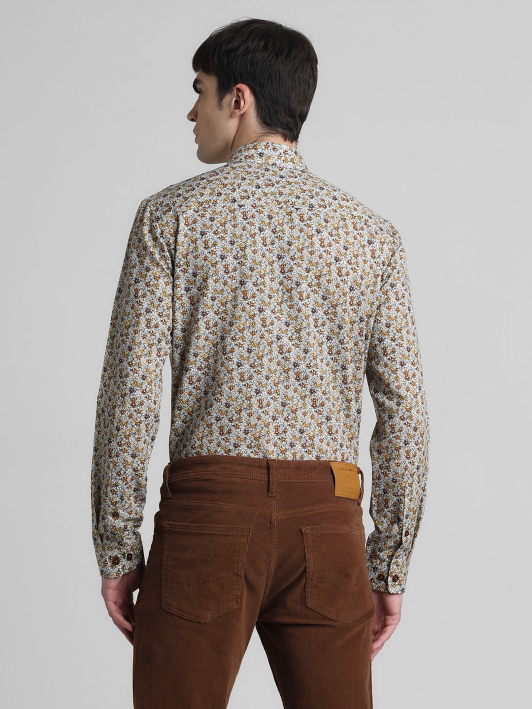 Brown Floral Full Sleeves Shirt