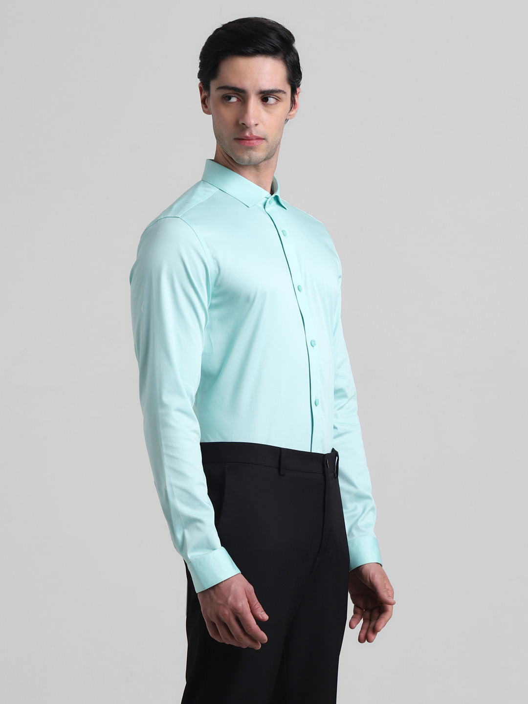Green Satin Weave Full Sleeves Shirt