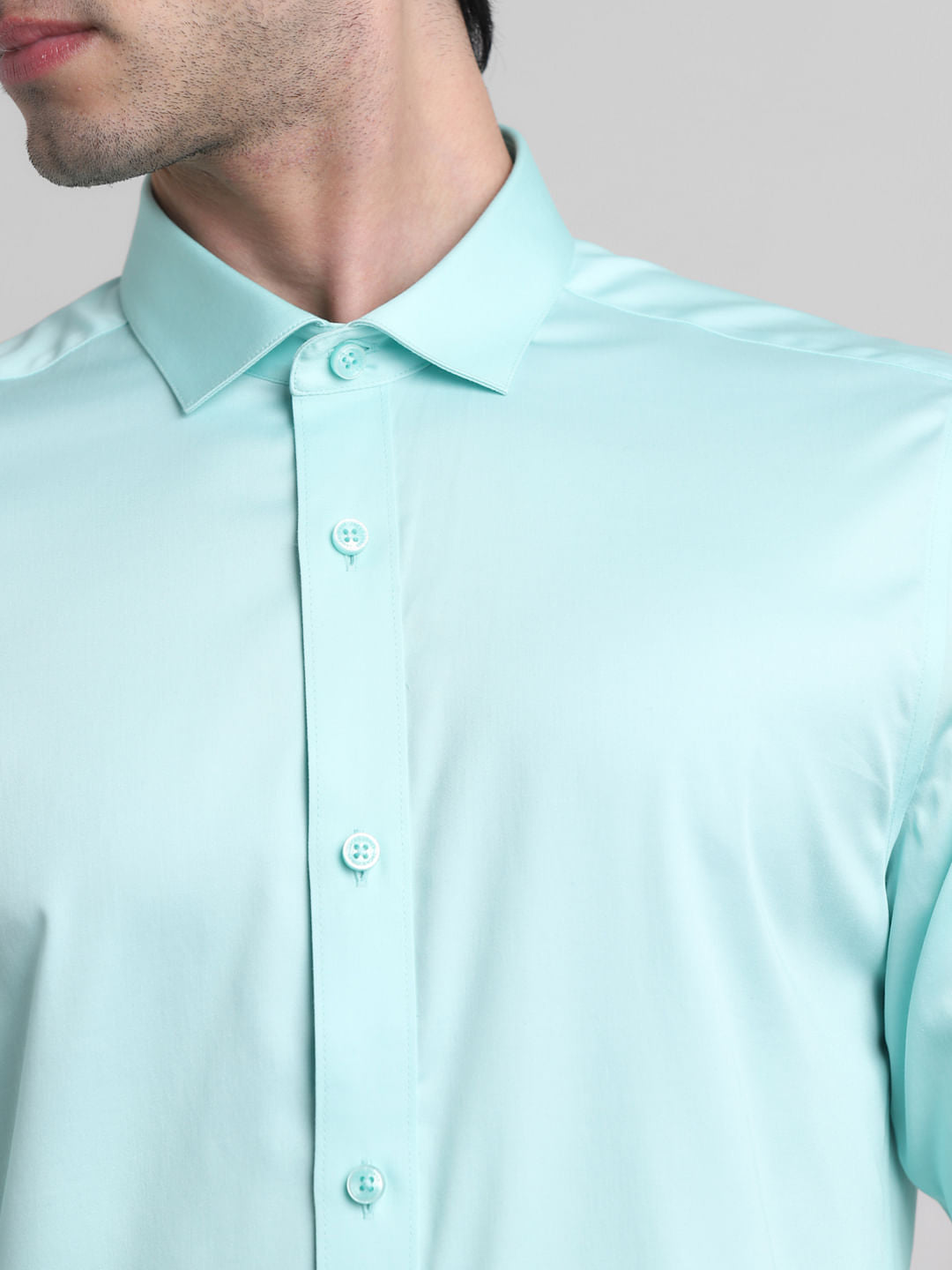 Green Satin Weave Full Sleeves Shirt