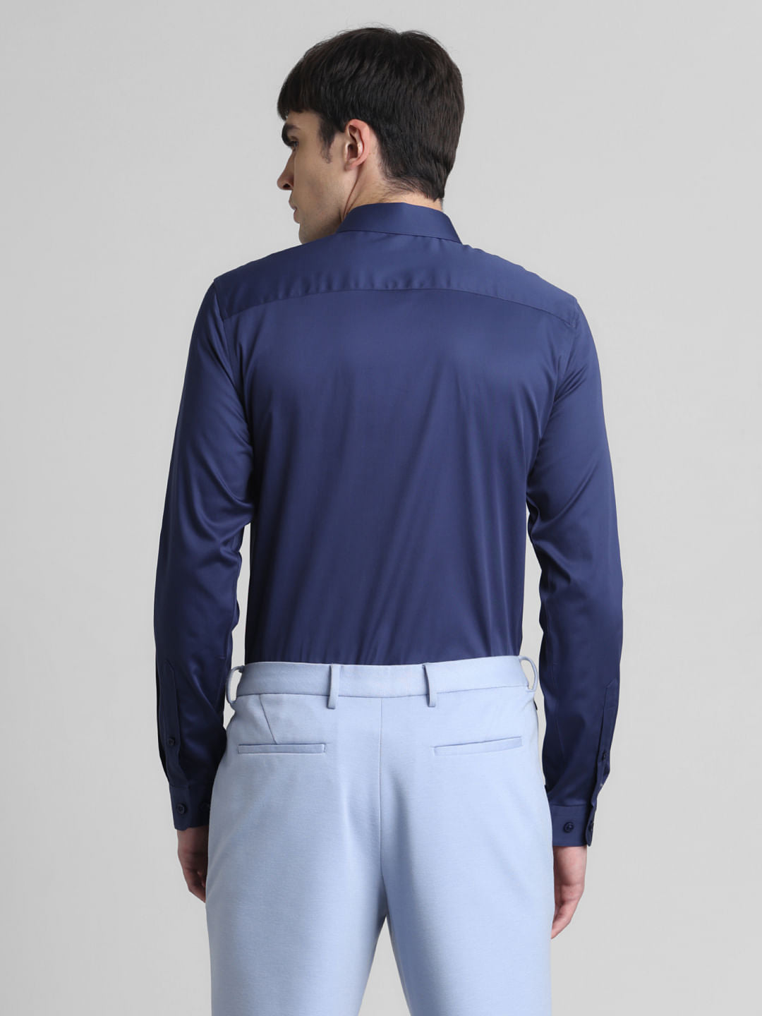 Blue Satin Weave Full Sleeves Shirt