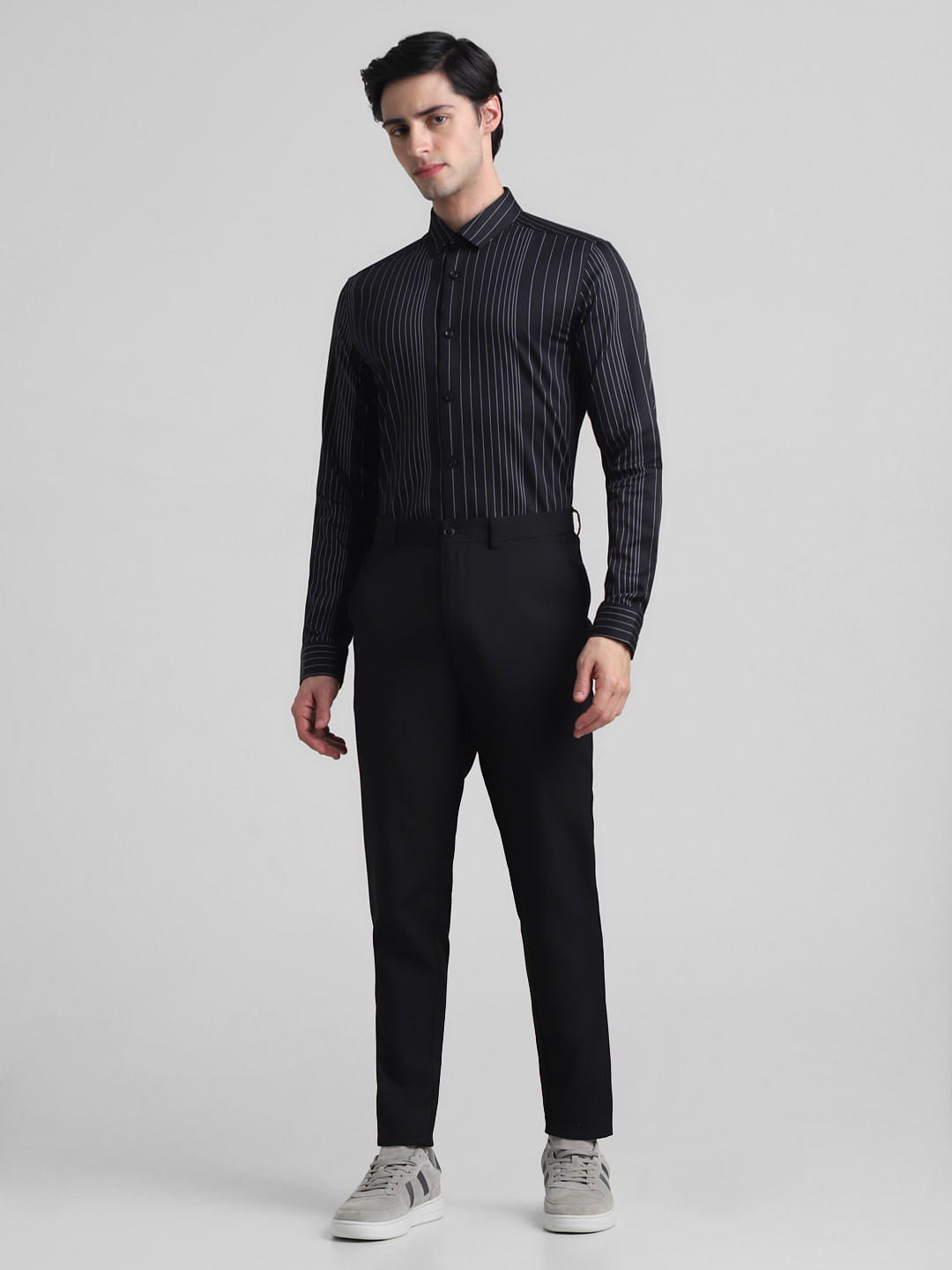 Black Striped Full Sleeves Shirt