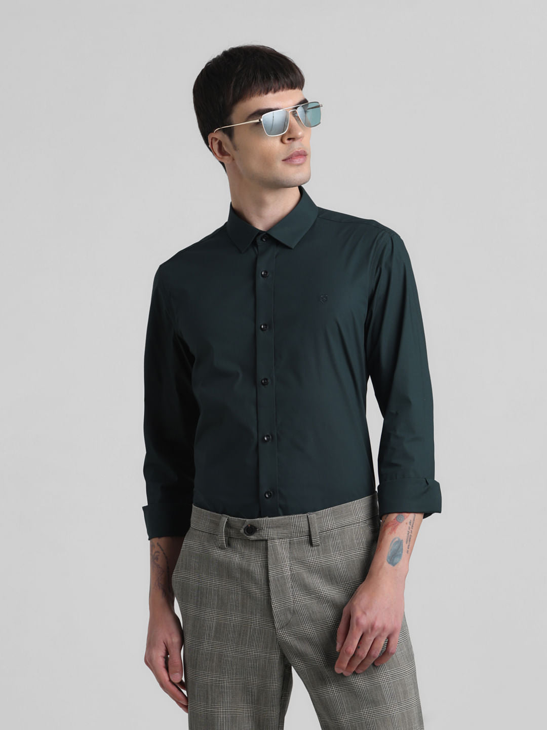 Green Poplin Full Sleeves Shirt