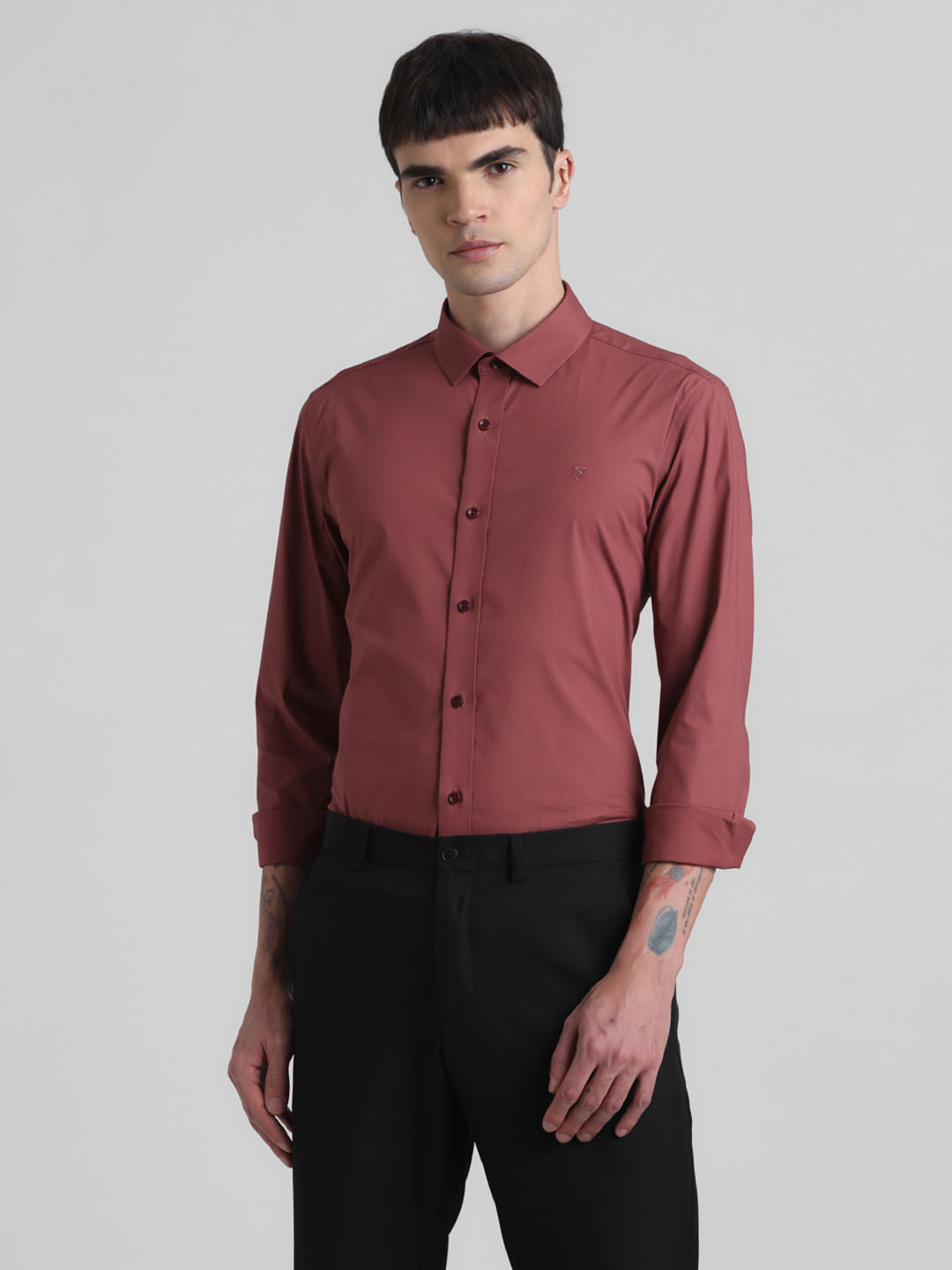 Light Brown Poplin Full Sleeves Shirt