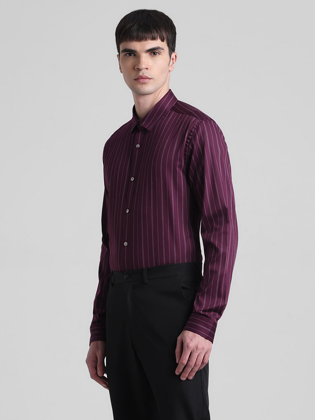 Purple Striped Full Sleeves Shirt