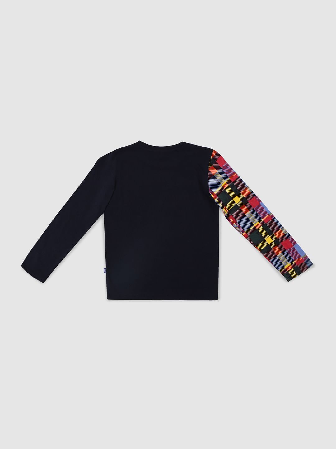 Boys Dark Blue Graphic Print Full Sleeves T-shirt