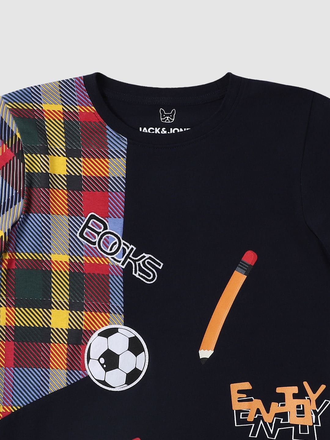 Boys Dark Blue Graphic Print Full Sleeves T-shirt