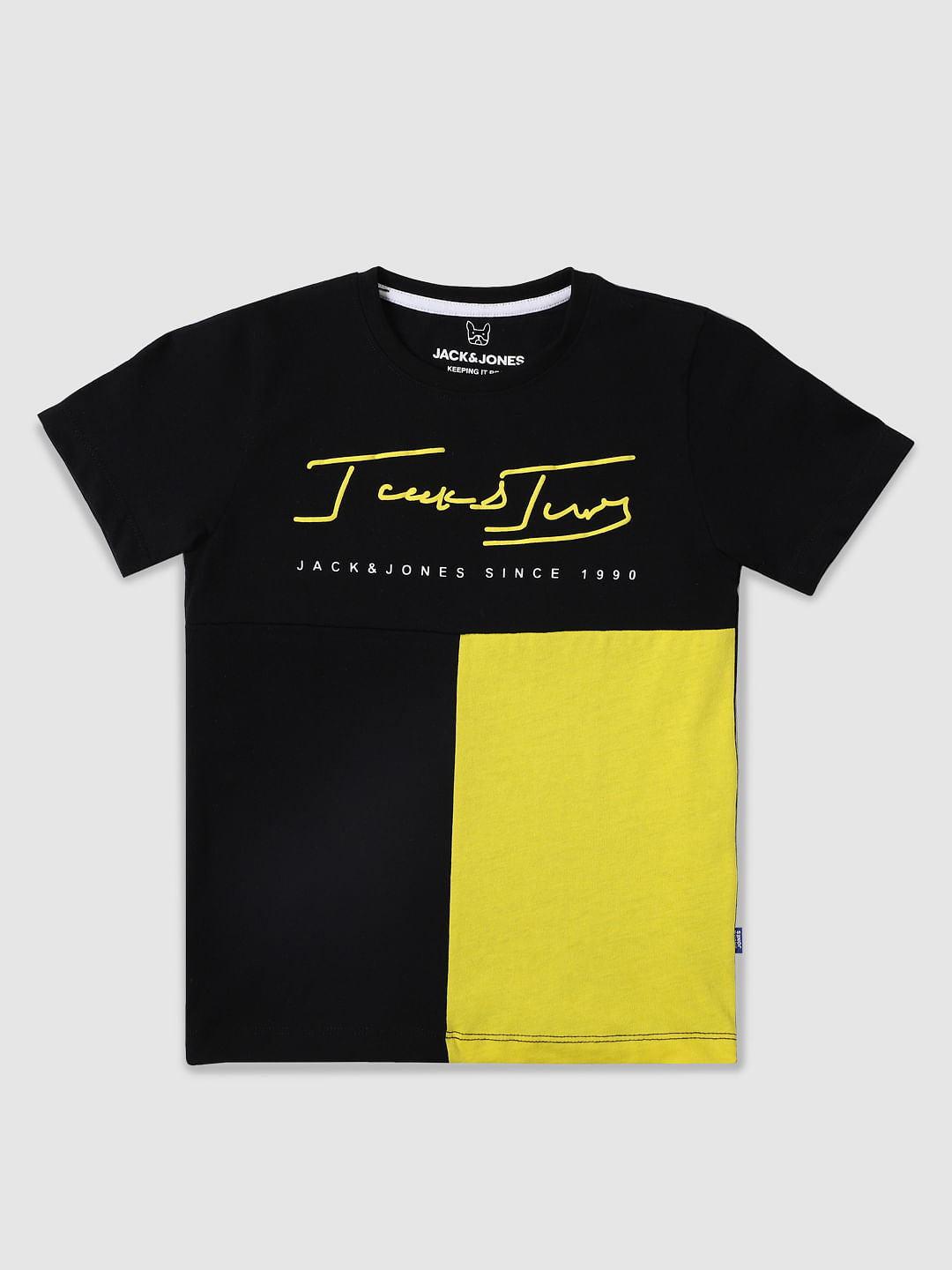 Boys Black Colourblocked Crew Neck T-shirt - 4/5Y