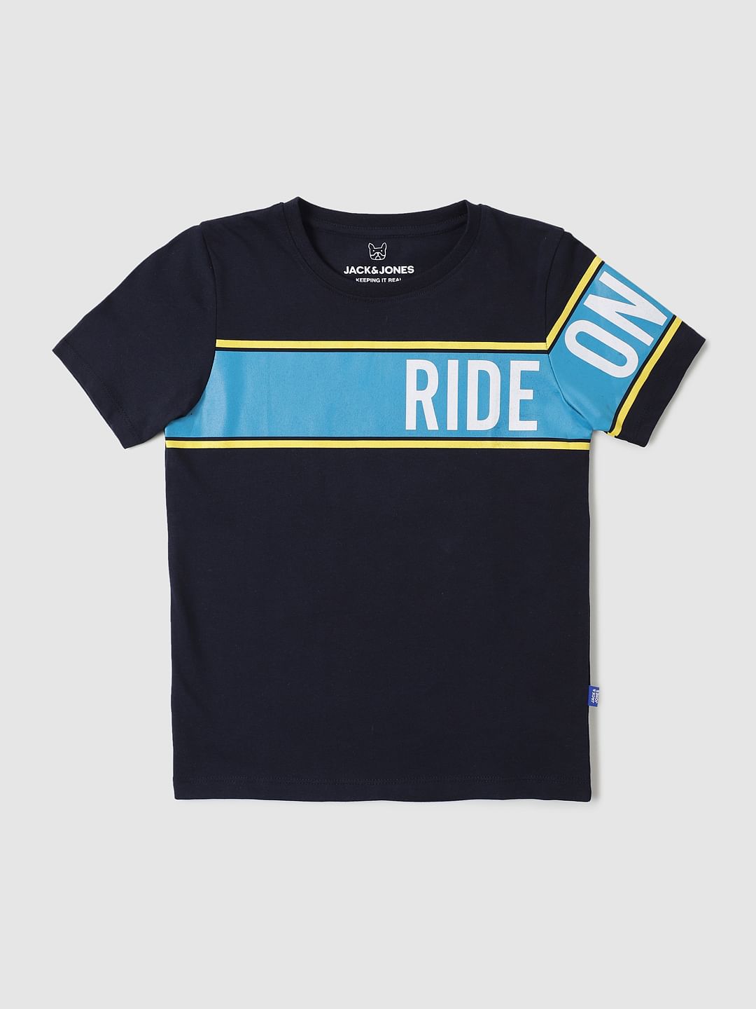 Boys Dark Blue Graphic Print Crew Neck T-shirt - 4/5Y