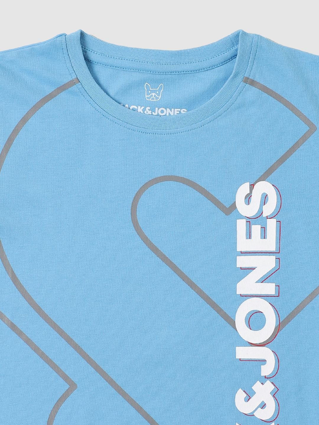 Boys Light Blue Logo Print Crew Neck T-shirt