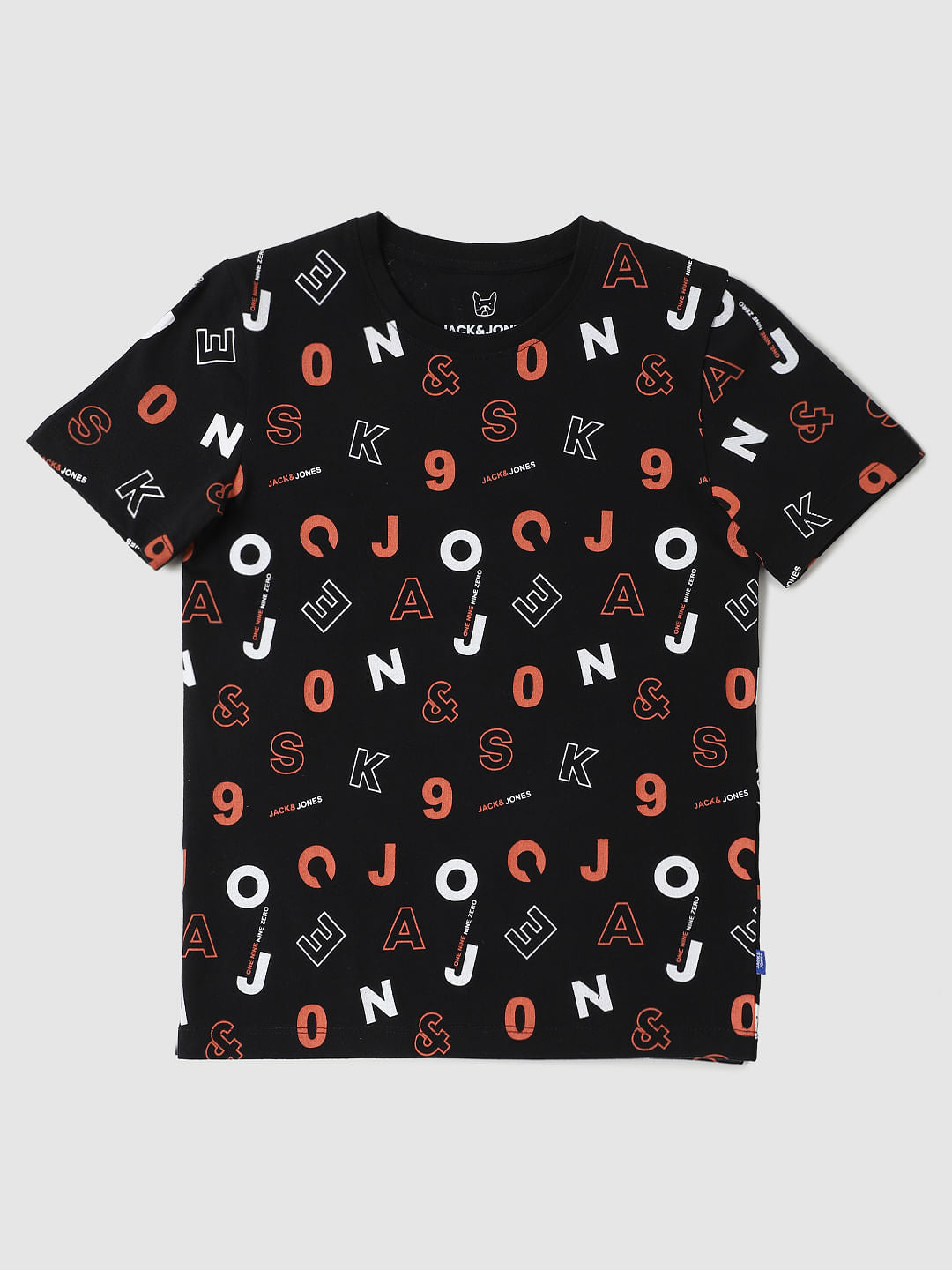Boys Black All Over Print T-shirt - 4/5Y