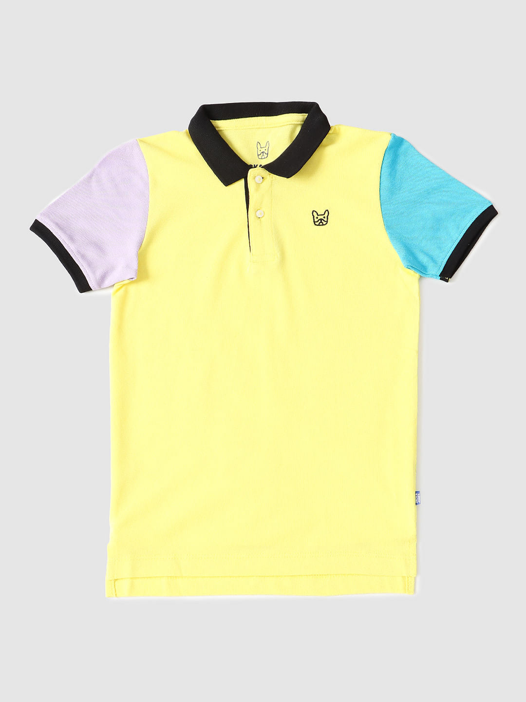 Boys Yellow Colourblocked Sleeves Polo T-shirt - 4/5Y