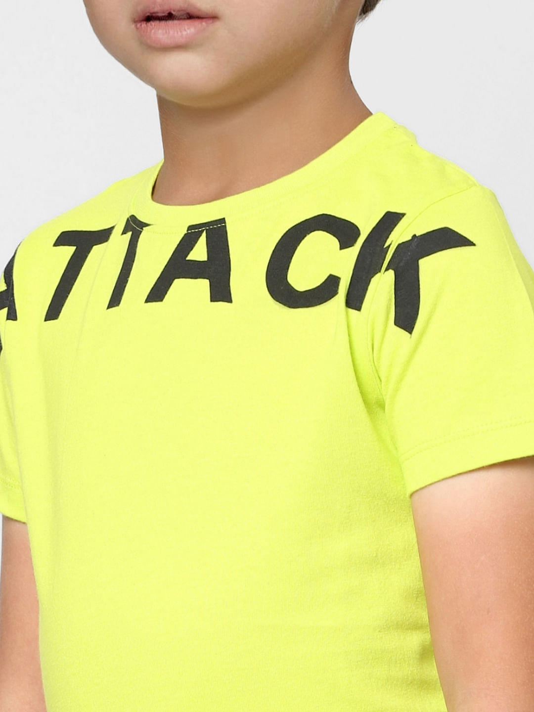 Boys Green Text Print Crew Neck T-shirt