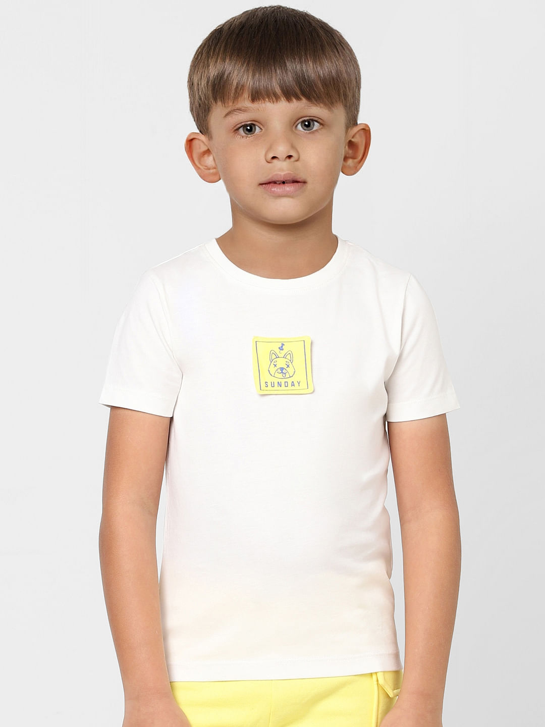 Boys White Post-It Graphic Print Crew Neck T-shirt