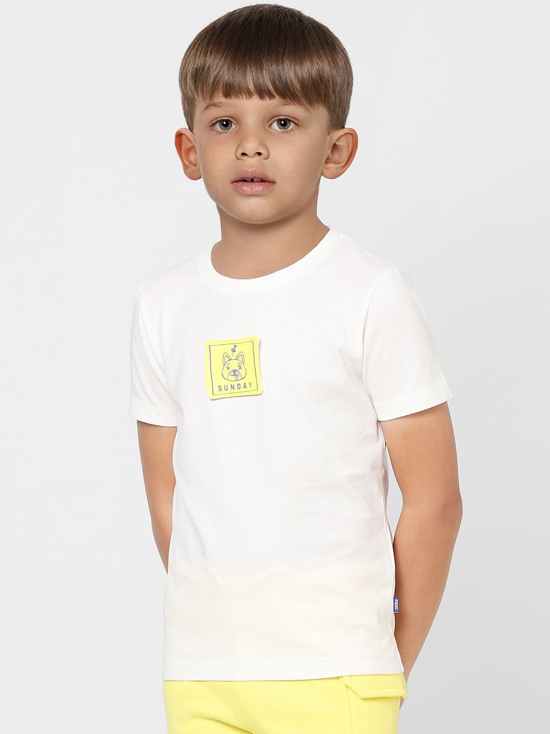 Boys White Post-It Graphic Print Crew Neck T-shirt