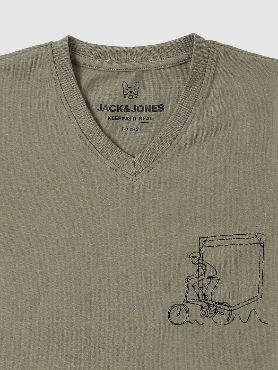 Boys Green Graphic Print V Neck T-shirt