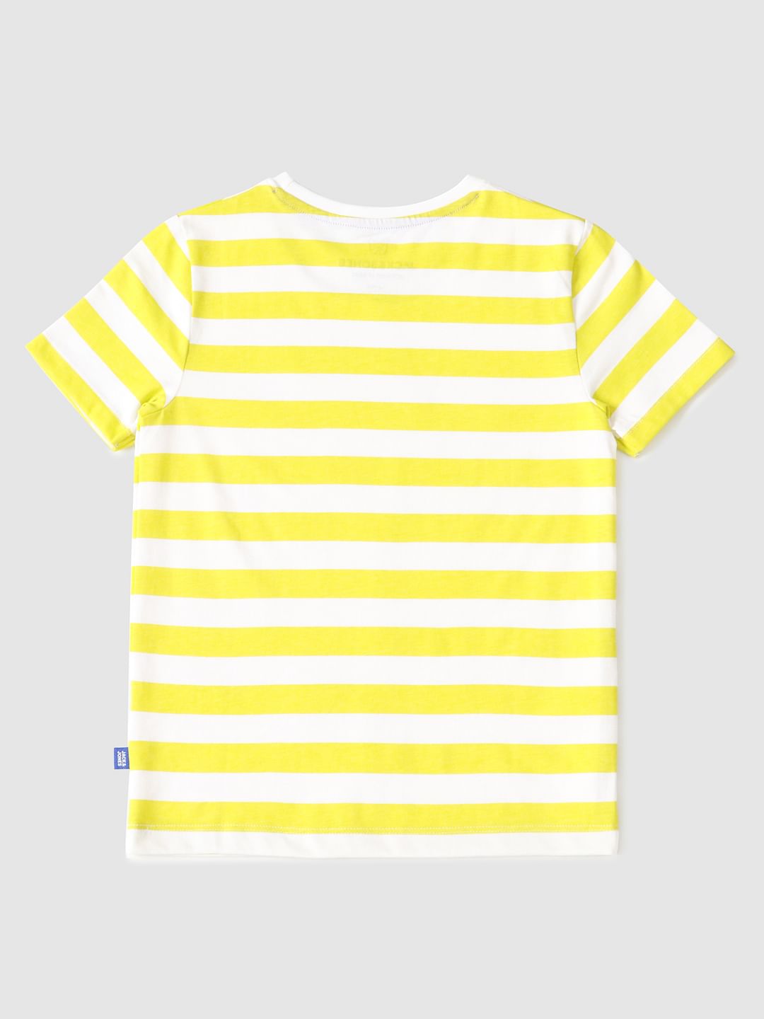 Boys Yellow Striped Crew Neck T-shirt