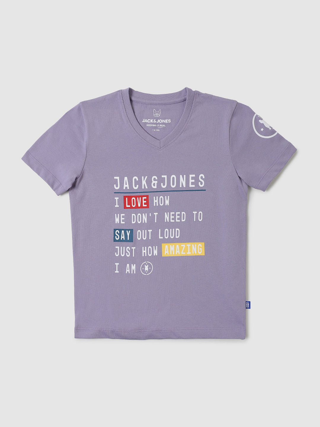 Boys Purple Slogan Print Crew Neck T-shirt - 4/5Y