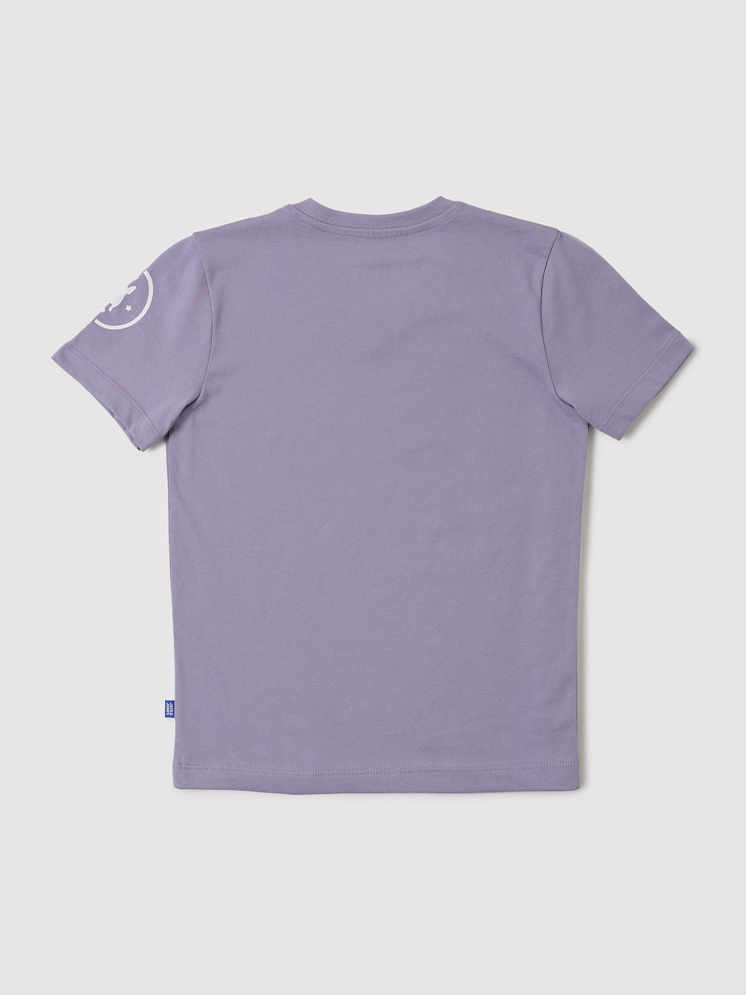 Boys Purple Slogan Print Crew Neck T-shirt