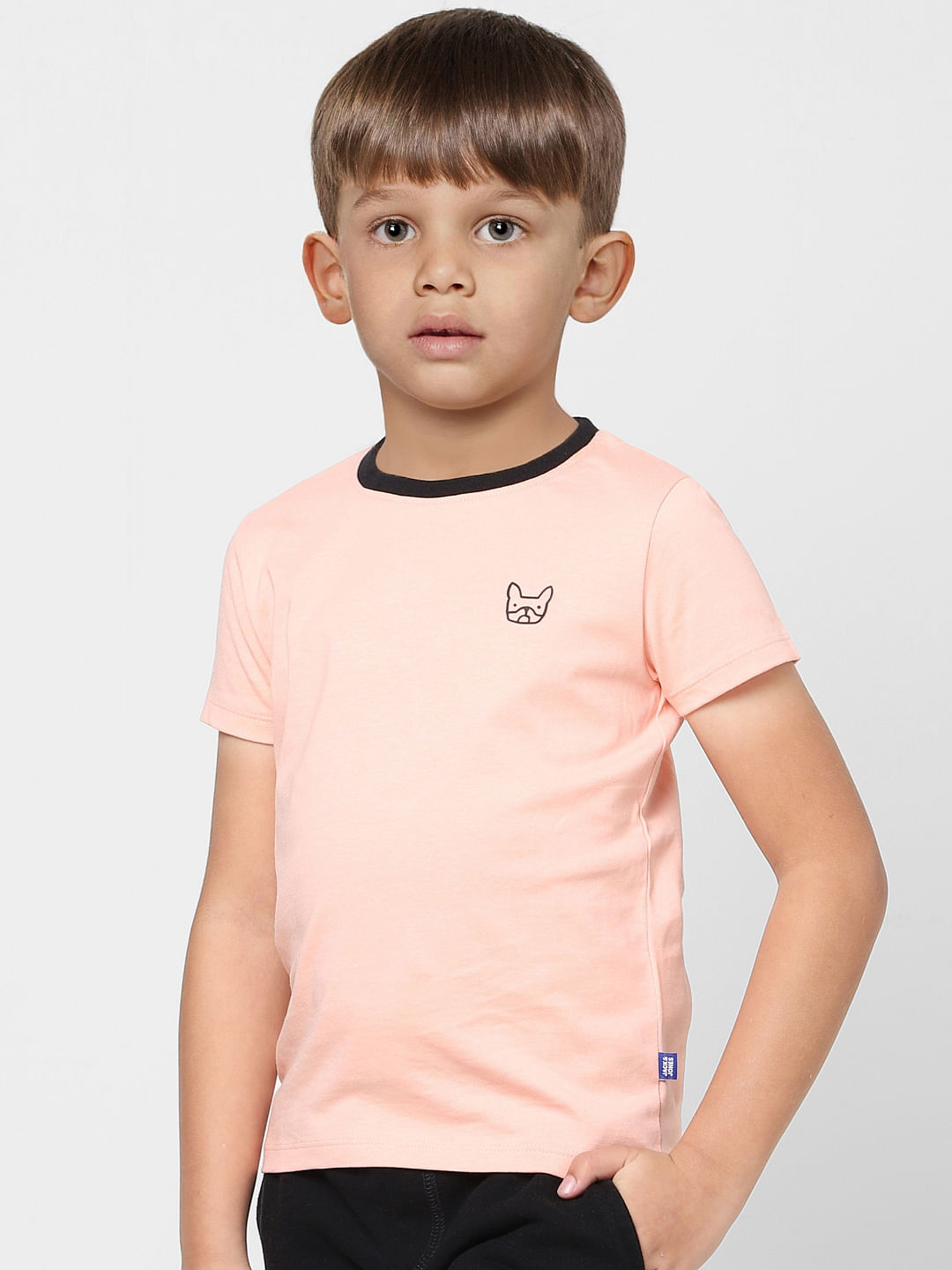 Boys Pink Crew Neck T-shirt